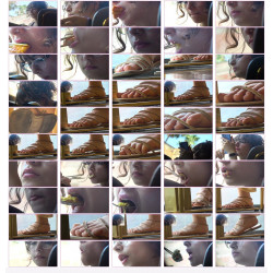 FEET CANDIDS CAFE| 276b | YOUNG ENGAGED SEXY_EATING TONGUE CHEWED_FOOD SALIVA_STRINGS TOES_UP_UNDER_SCRUNCH FACE CLOSE UPS