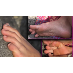 AT BEACH CANDIDS | 291 | ENGAGED WOMAN SOLES TOES_POINT_CRACK_TOUCH CROSS_ANKLES SANDALS_WEAR LEGS FACE CLOSE UPS